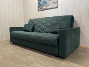 Диван Престиж-15 НПБ+МДФ, велюр Sensey bottle green в Качканаре - kachkanar.magazin-mebel74.ru | фото