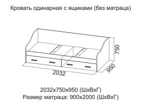 Кровать одинарная с ящиками (Без матраца 0,9*2,0) в Качканаре - kachkanar.magazin-mebel74.ru | фото